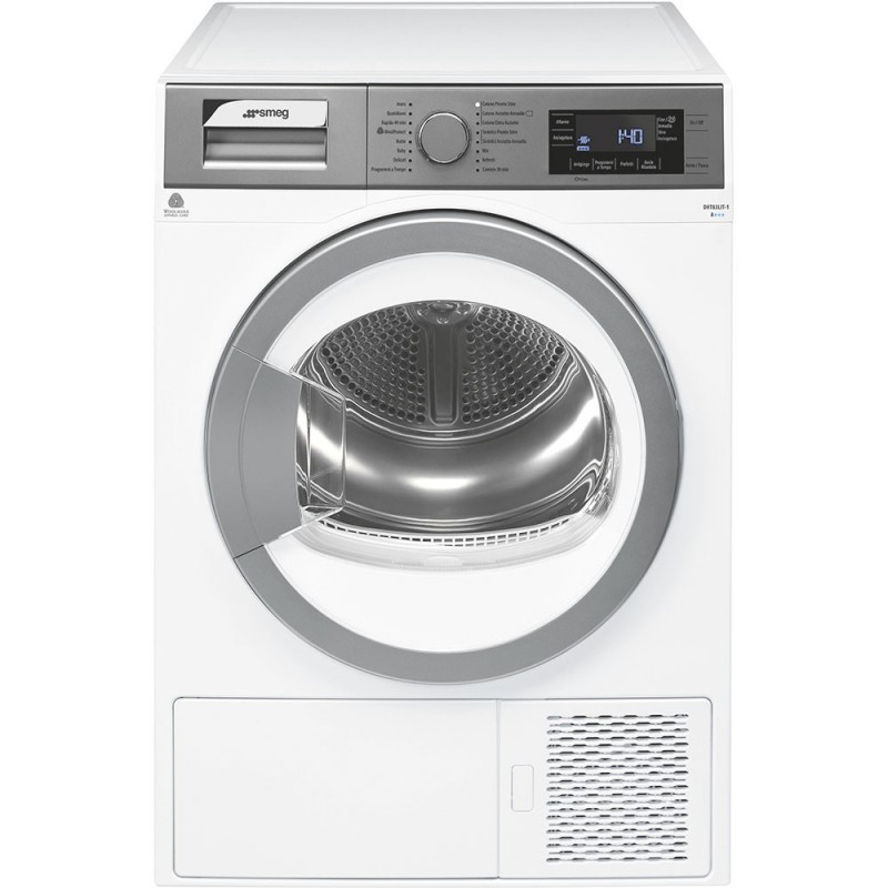 Smeg DHT83LIT-1 asciugatrice Libera installazione Caricamento frontale 8 kg A+++ Argento, Bianco