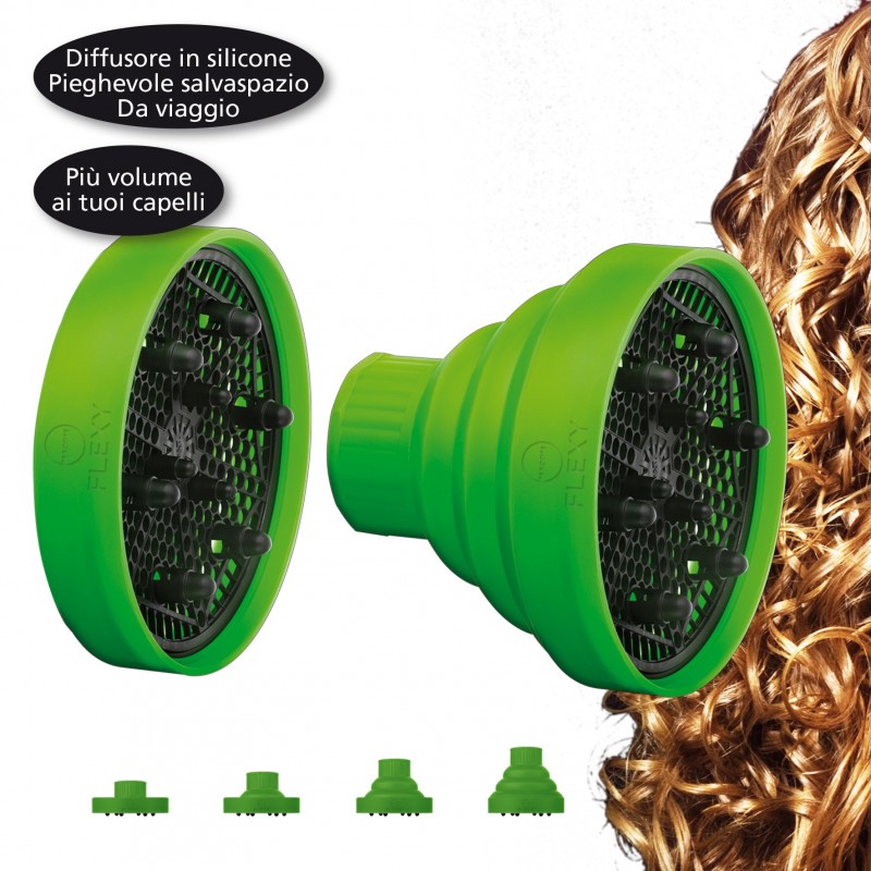 Macom FLEXY diffusore SalvaSpazio universale in silicone per asciugacapelli Colori assortiti