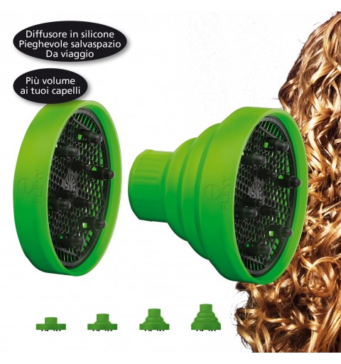 Macom FLEXY diffusore SalvaSpazio universale in silicone per asciugacapelli Colori assortiti