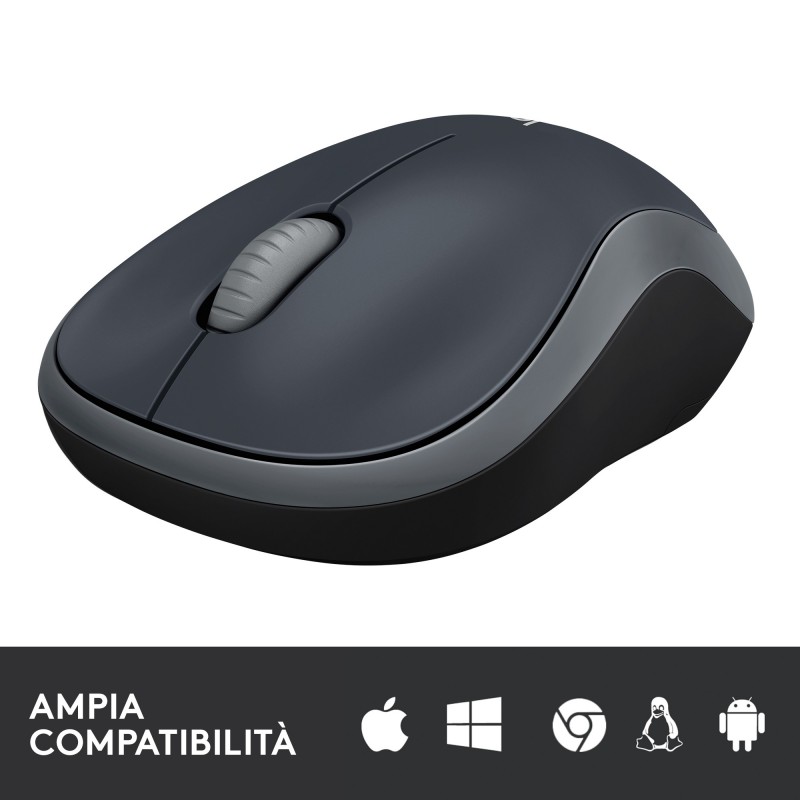 Logitech M185 Mouse Wireless, 2,4 GHz con Mini Ricevitore USB, Durata Batteria di 12 Mesi, Tracciamento Ottico 1000 DPI,