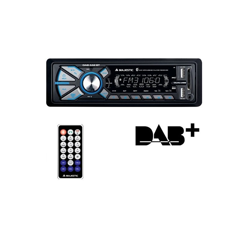 New Majestic DAB-442 BT car media receiver Black 180 W Bluetooth