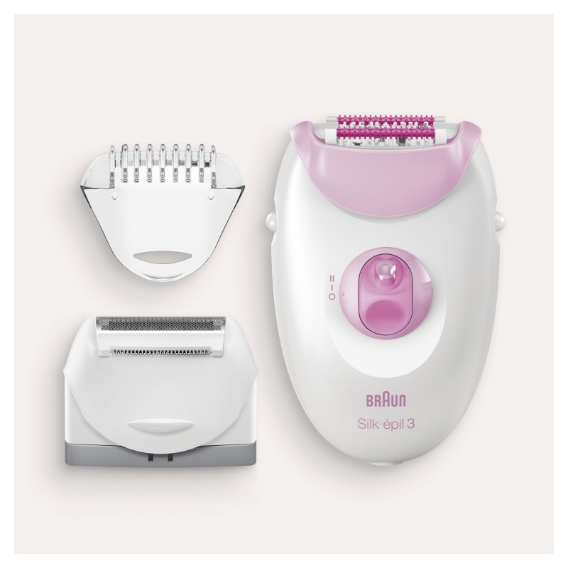 Braun Silk-épil 3 -270, Epilatore Donna Per La Rimozione Duratura Dei Peli - Bianco Rosa