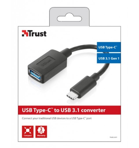 Trust 20967 câble USB USB C USB A Noir