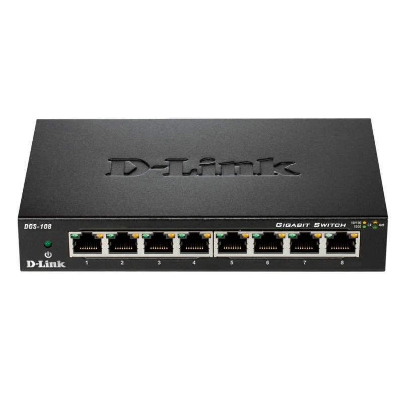 D-Link DGS-108 switch di rete Non gestito Nero