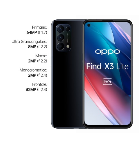 OPPO Find X3 Lite 16.3 cm (6.43") Dual SIM ColorOS 11.1 5G USB Type-C 8 GB 128 GB 4300 mAh Black