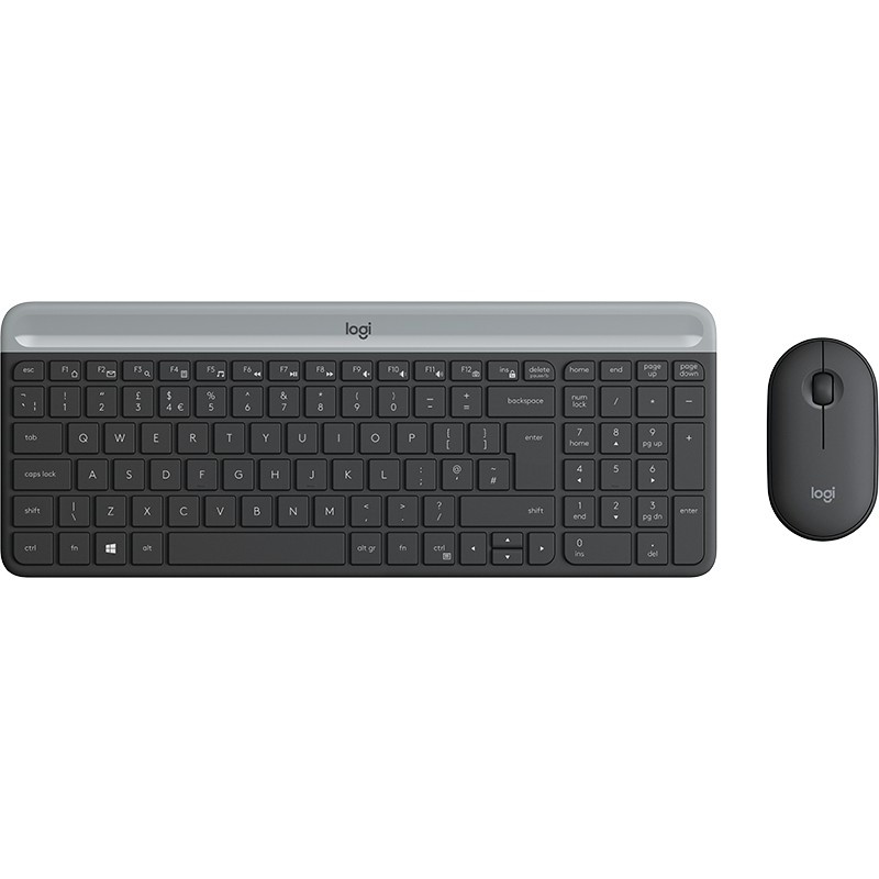 Logitech Slim Wireless Keyboard and Mouse Combo MK470 clavier USB QWERTY Italien Graphite