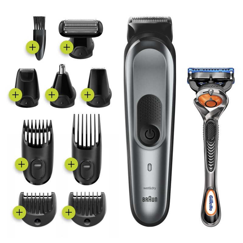 Braun 10-in-1 Trimmer MGK7221 Men Beard Trimmer, Body Grooming Kit & Hair Clipper, Dark Grey