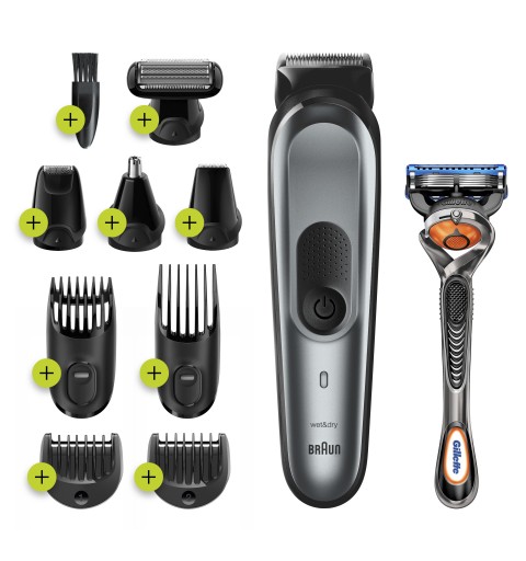 Braun Regolabarba Uomo MGK7221 Rifinitore 10-In-1, Rifinitore Corpo E Tagliacapelli, Progettato Per Durare Il Doppio*, Grigio