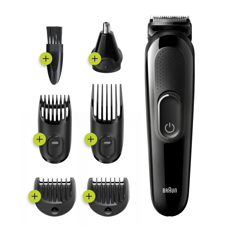 Braun 6-in-1 MGK3220 Men Beard Trimmer, Face, Ear & Nose Trimmer & Hair Clipper, Black