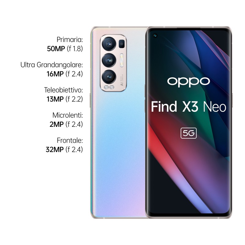OPPO Find X3 Neo 16,6 cm (6.55") SIM doble ColorOS 11.1 5G USB Tipo C 12 GB 256 GB 4500 mAh Plata