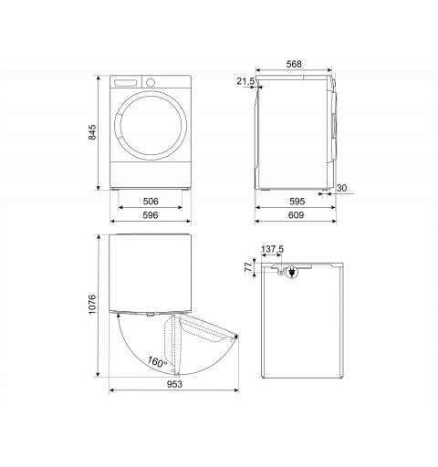 Smeg DT383PIT sèche-linge Autoportante Charge avant 8 kg A+++ Blanc