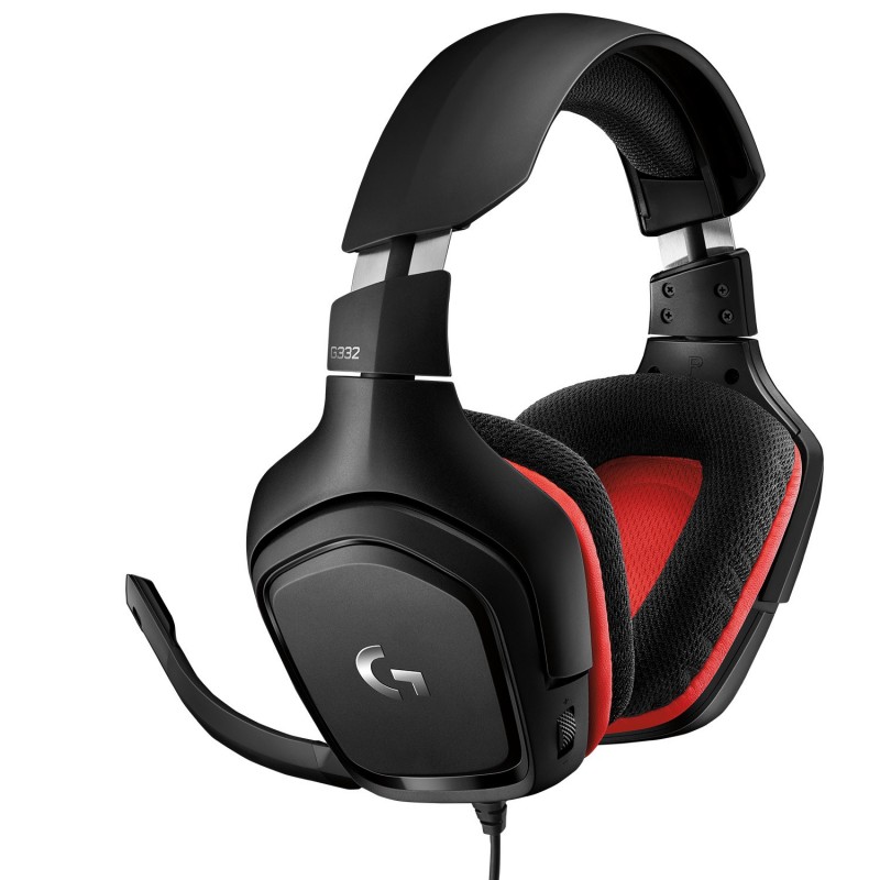 Logitech G G332 Wired Gaming Headset Auricolare Cablato A Padiglione Giocare Nero, Rosso