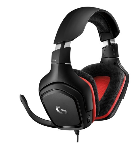 Logitech G G332 Wired Gaming Headset Auricolare Cablato A Padiglione Giocare Nero, Rosso