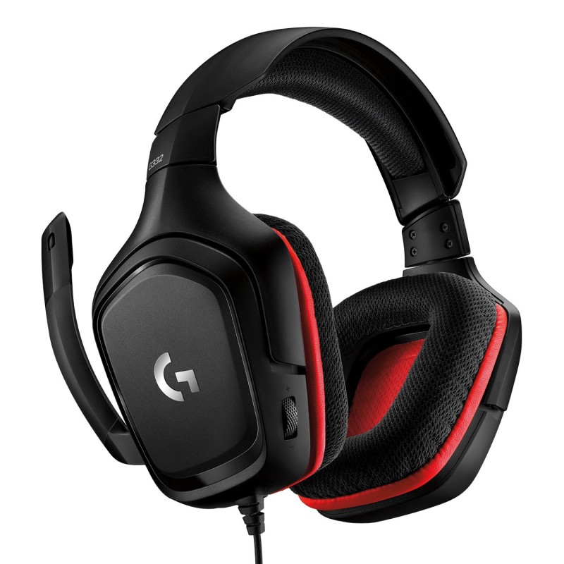 Logitech G G332 Wired Gaming Headset Auricolare Cablato A Padiglione Giocare Nero, Rosso