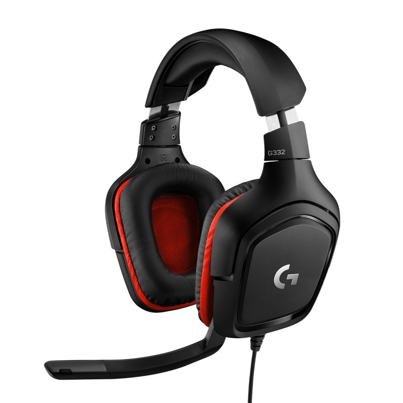 Logitech G G332 Wired Gaming Headset Auricolare Cablato A Padiglione Giocare Nero, Rosso