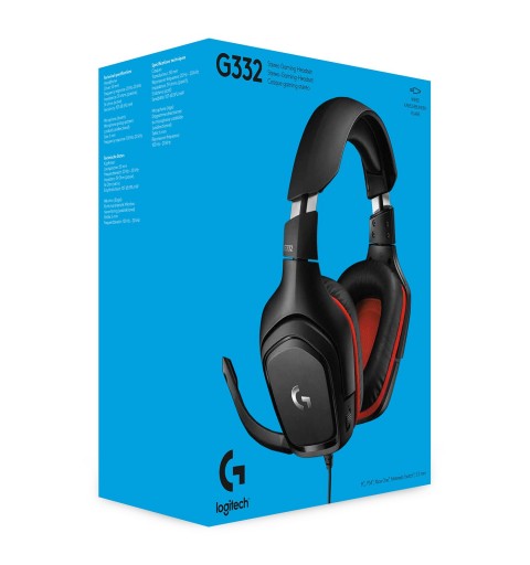 Logitech G G332 Wired Gaming Headset Auricolare Cablato A Padiglione Giocare Nero, Rosso