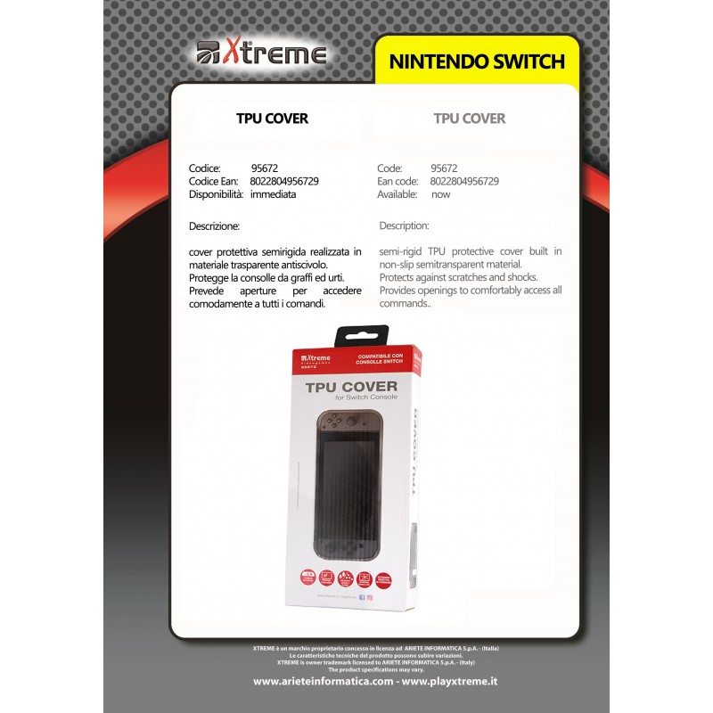 Xtreme 95672 custodia per console portatile Cover Nintendo Poliuretano termoplastico (TPU) Trasparente
