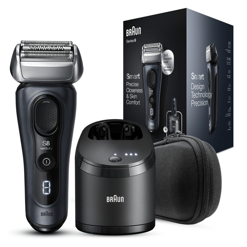 Braun Series 8 8453cc Rasoio Elettrico Barba, Testina Con Rifinitore Di Precisione 3+1, Tecnologia Sonica E Adattamento Della