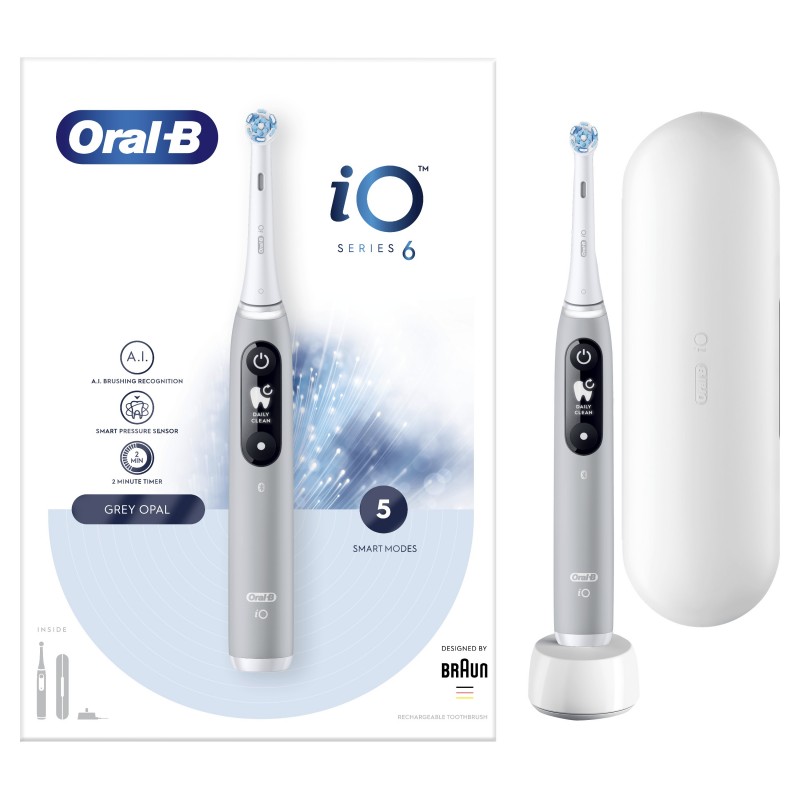 Oral-B iO 80351524 Elektrische Zahnbürste Erwachsener Vibrierende Zahnbürste Grau