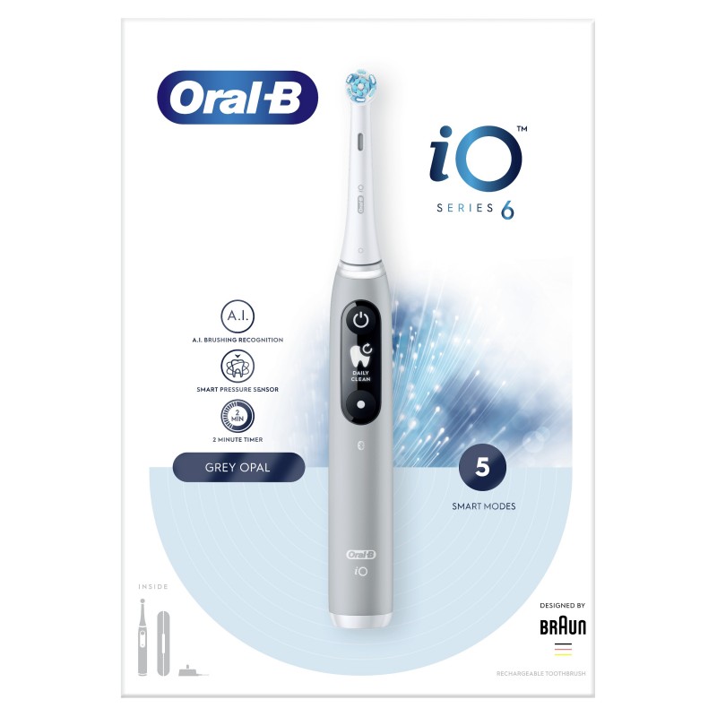 Oral-B iO - 6 - Spazzolino Elettrico Grigio Designed By Braun