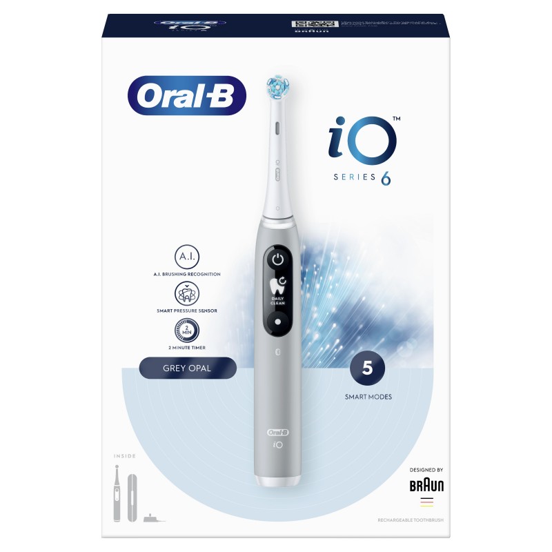 Oral-B iO 80351524 Elektrische Zahnbürste Erwachsener Vibrierende Zahnbürste Grau