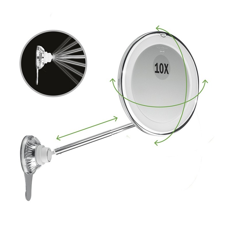 Macom Sensation 229 miroir de maquillage Ventouse Rond Chrome