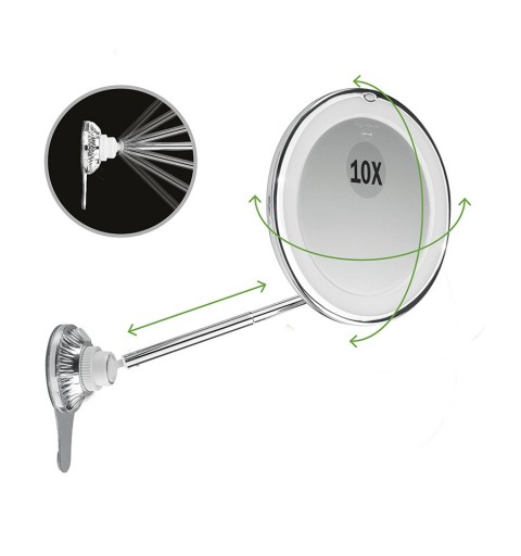 Macom Sensation 229 miroir de maquillage Ventouse Rond Chrome