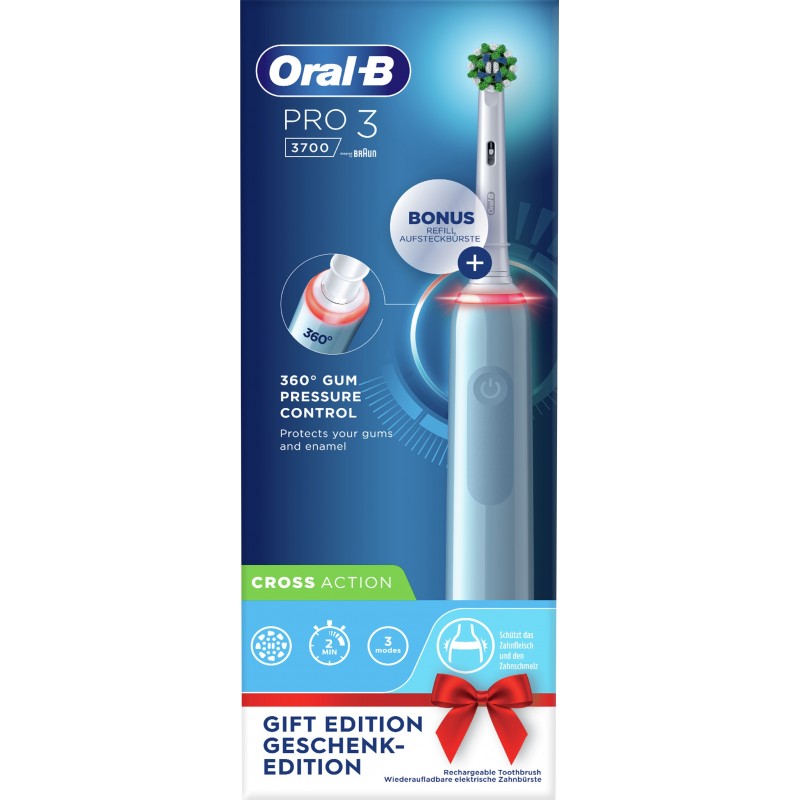 Oral-B Pro 3 80332162 brosse à dents électrique Adulte Brosse à dents rotative oscillante Bleu, Blanc