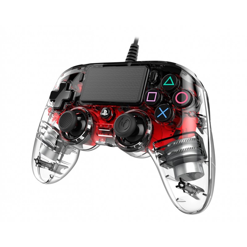 NACON PS4OFCPADCLRED Gaming-Controller Rot, Transparent Gamepad Analog Digital PlayStation 4