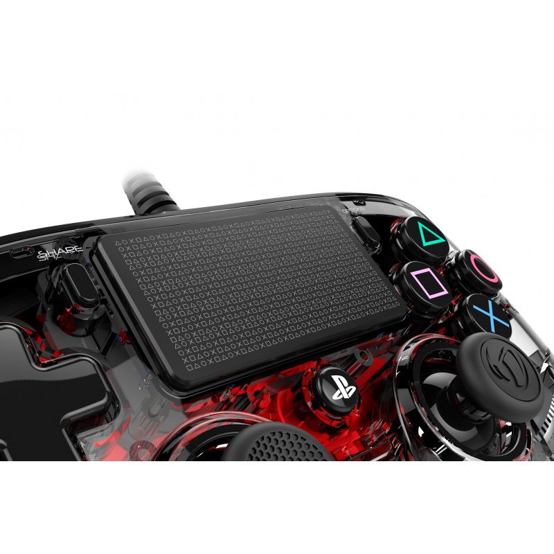 NACON PS4OFCPADCLRED mando y volante Rojo, Transparente Gamepad Analógico Digital PlayStation 4