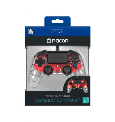 NACON PS4OFCPADCLRED Gaming Controller Red, Transparent Gamepad Analogue Digital PlayStation 4