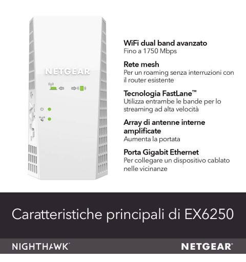 Netgear EX6250 Ripetitore di rete Bianco 10, 100, 1000 Mbit s