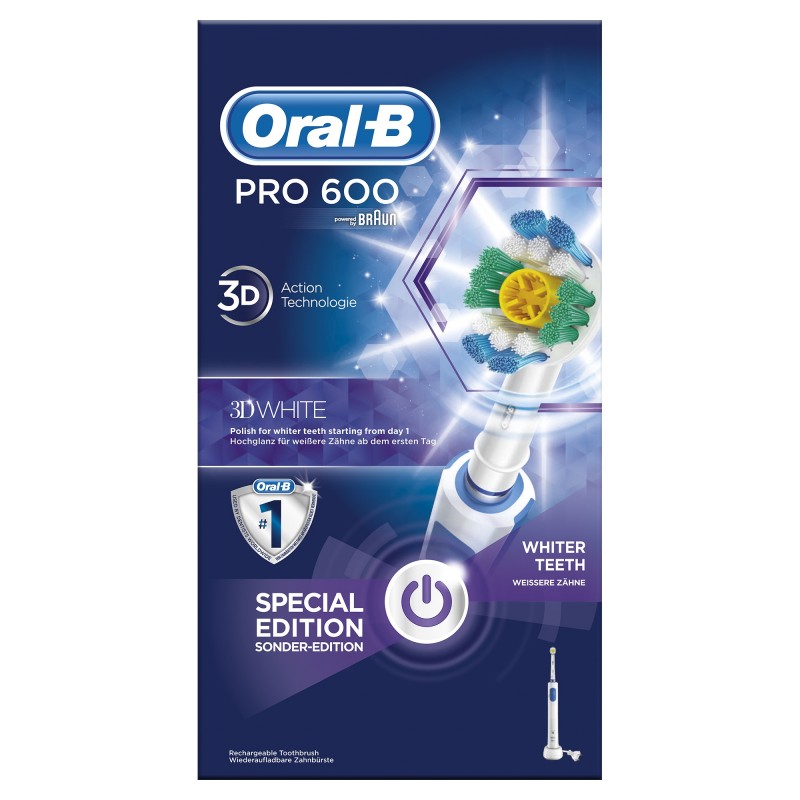 Oral-B Professional Care 600 White & Clean Adulto Spazzolino rotante-oscillante Blu, Bianco