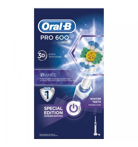 Oral-B Professional Care 600 White & Clean Adulto Spazzolino rotante-oscillante Blu, Bianco