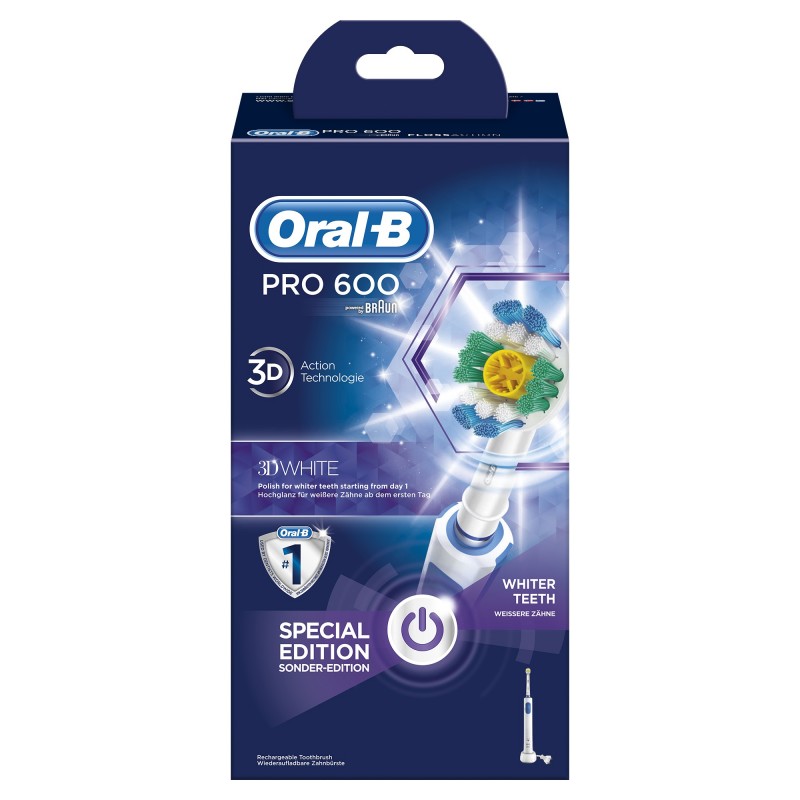 Oral-B Professional Care 600 White & Clean Adulto Spazzolino rotante-oscillante Blu, Bianco