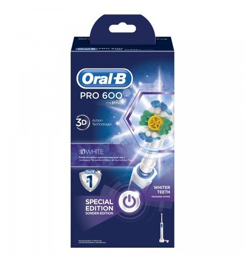 Oral-B Professional Care 600 White & Clean Adulto Spazzolino rotante-oscillante Blu, Bianco