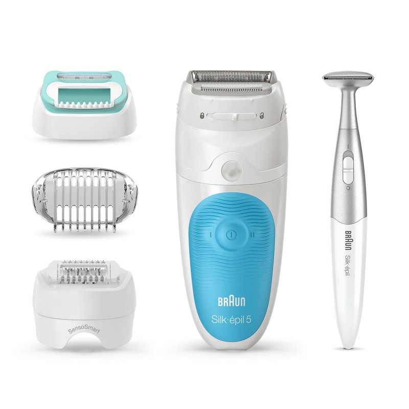 Braun Silk-épil 5 Wet&Dry 81706344 epilator 28 tweezers White, Turquoise