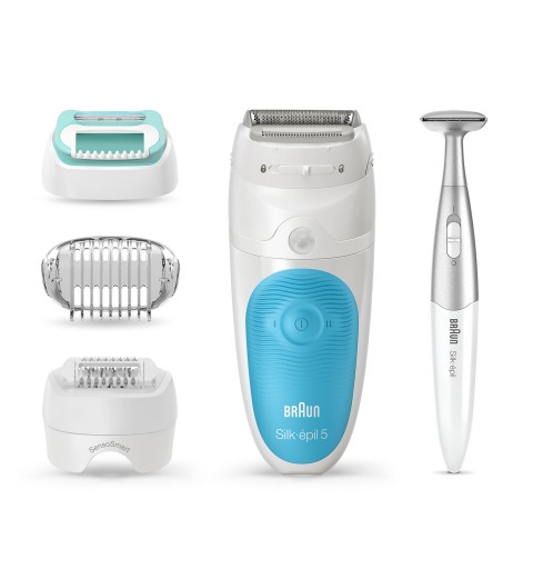 Braun Silk-épil 5 Wet&Dry 81706344 epilator 28 tweezers White, Turquoise