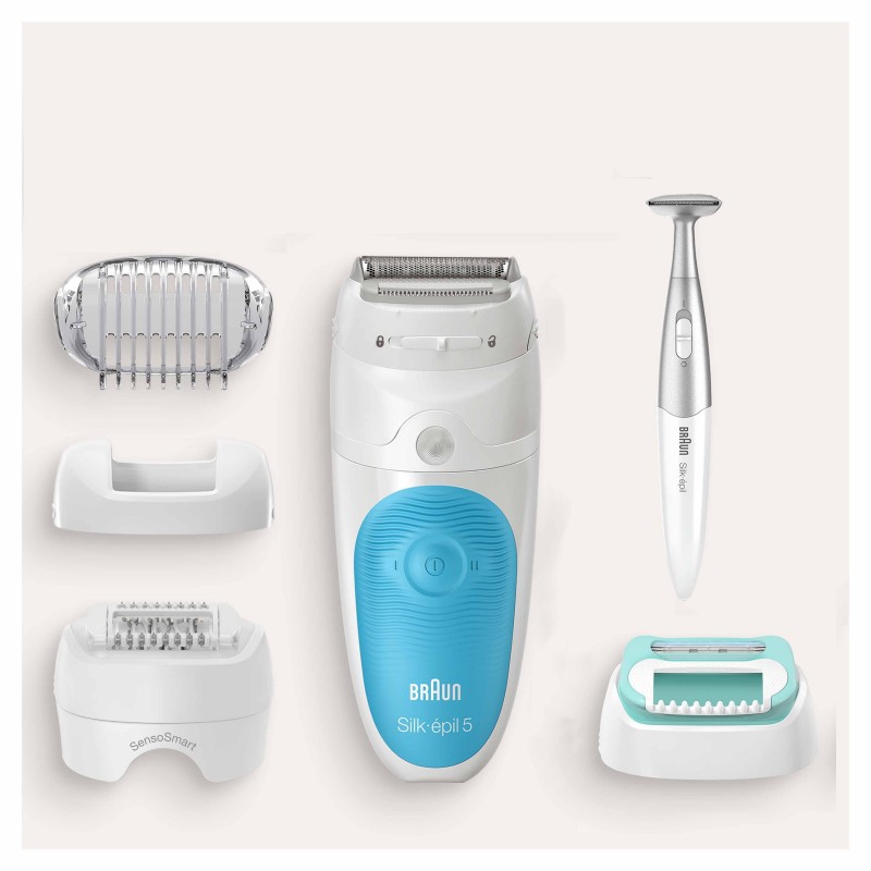 Braun Silk-épil 5 Wet&Dry 81706344 epilator 28 tweezers White, Turquoise