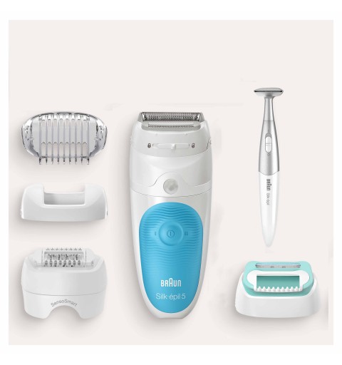 Braun Silk-épil 5 Wet&Dry 81706344 epilator 28 tweezers White, Turquoise