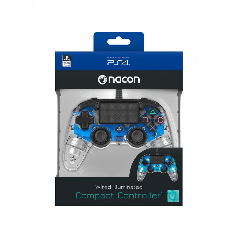 NACON PS4OFCPADCLBLUE Gaming-Controller Blau, Transparent Gamepad Analog Digital PlayStation 4