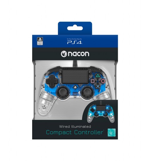 NACON PS4OFCPADCLBLUE Gaming Controller Blue, Transparent Gamepad Analogue Digital PlayStation 4