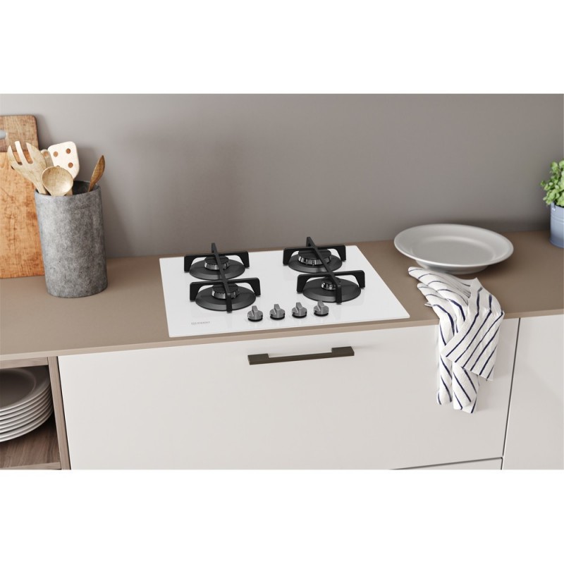 Indesit ING 61T WH piano cottura Bianco Da incasso 59 cm Gas 4 Fornello(i)