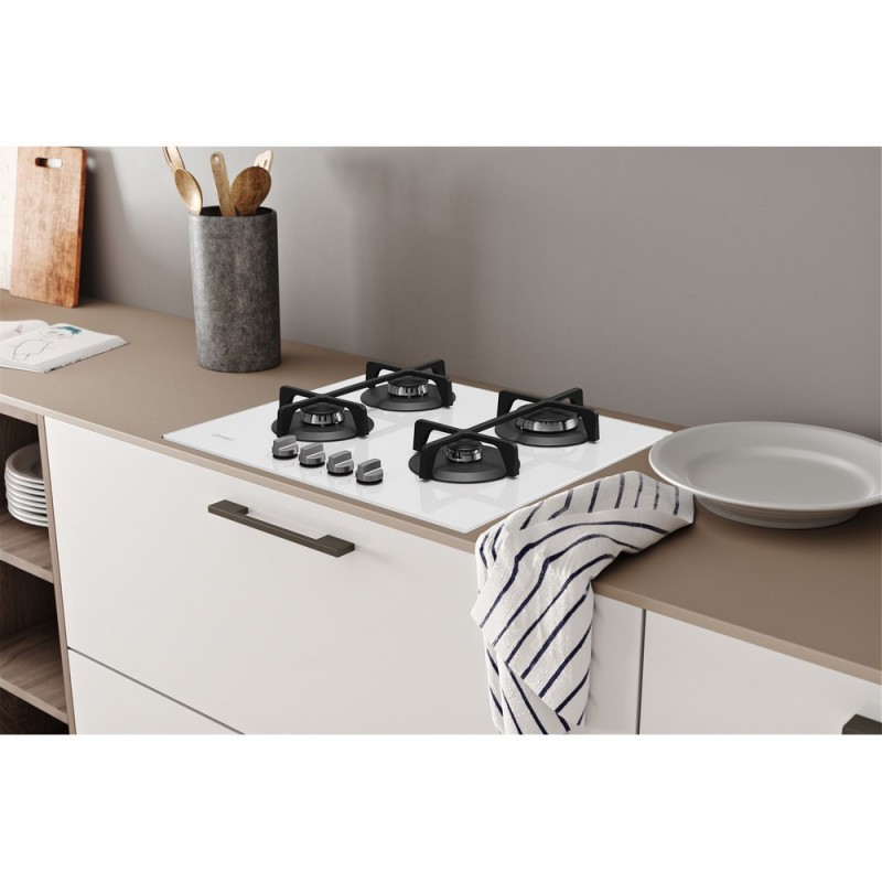 Indesit ING 61T WH piano cottura Bianco Da incasso 59 cm Gas 4 Fornello(i)
