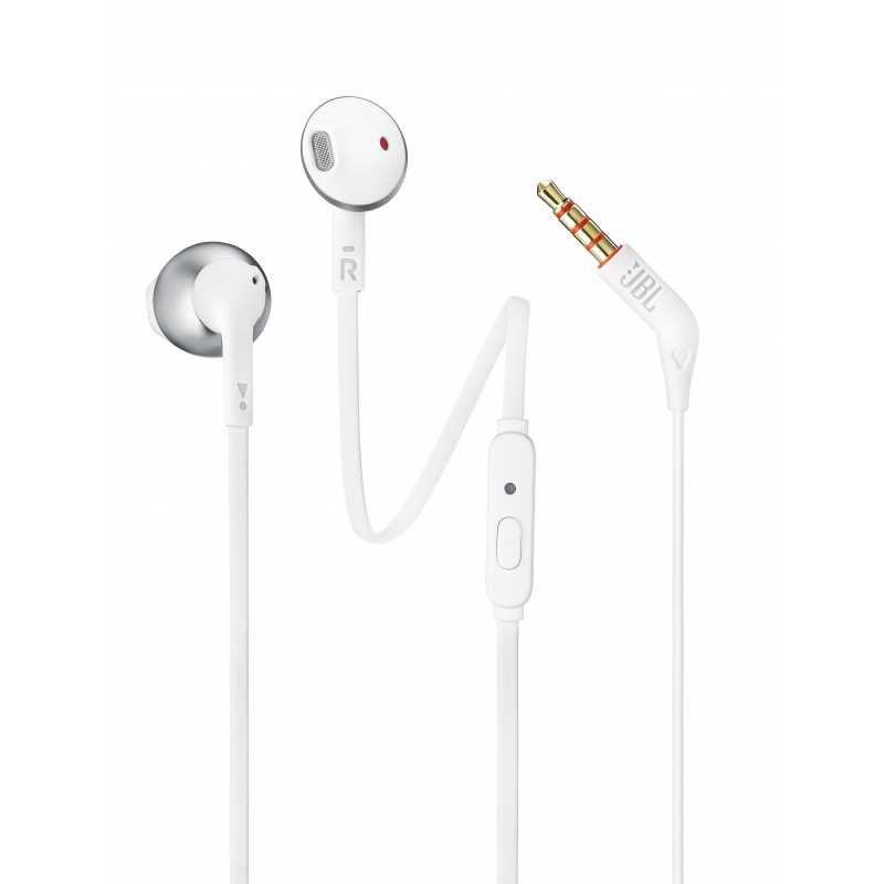 JBL Tune 205 Auricolare Cablato In-ear MUSICA Cromo, Bianco