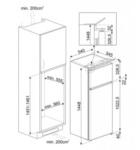 Smeg D8140F Kühl- und Gefrierkombination Integriert 220 l F Weiß