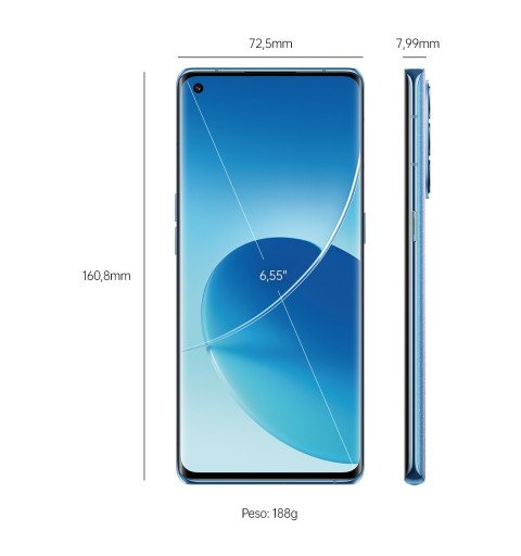 OPPO Reno 6 Pro 16.6 cm (6.55") Dual SIM ColorOS 11.3 5G USB Type-C 12 GB 256 GB 4500 mAh Blue