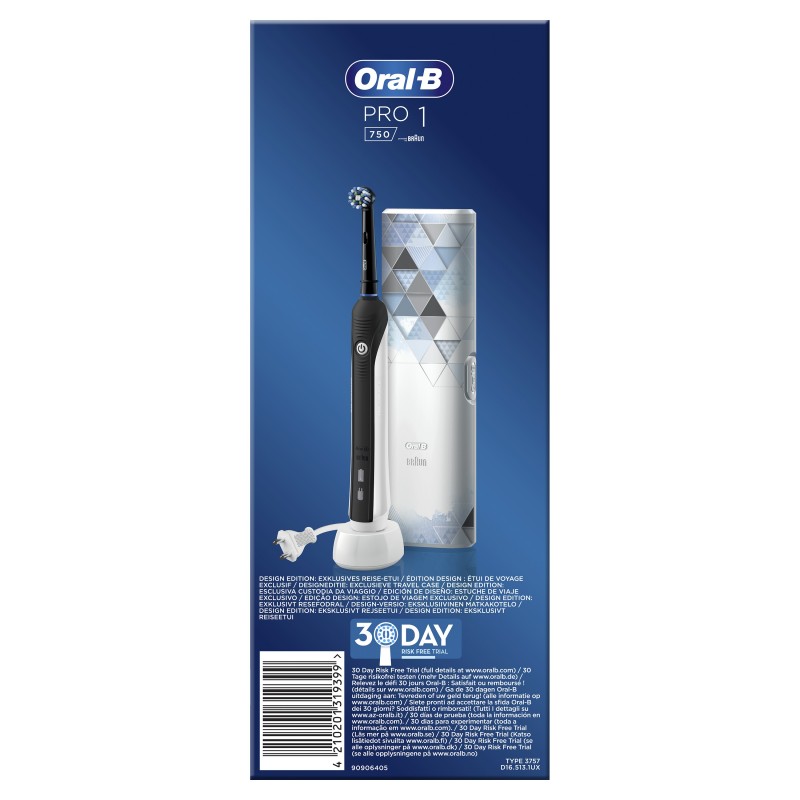 Oral-B PRO 1 - 750 Adult Rotating-oscillating toothbrush Black, White