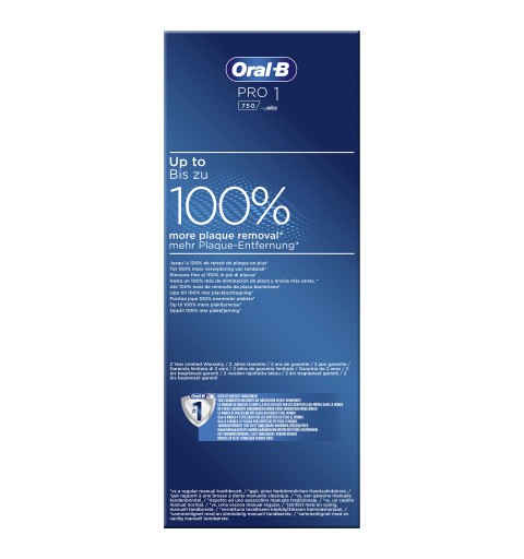 Oral-B PRO 1-750 Spazzolino Elettrico Ricaricabile Di Braun, 1 Testina, 1 Custodia Da Viaggio In Regalo