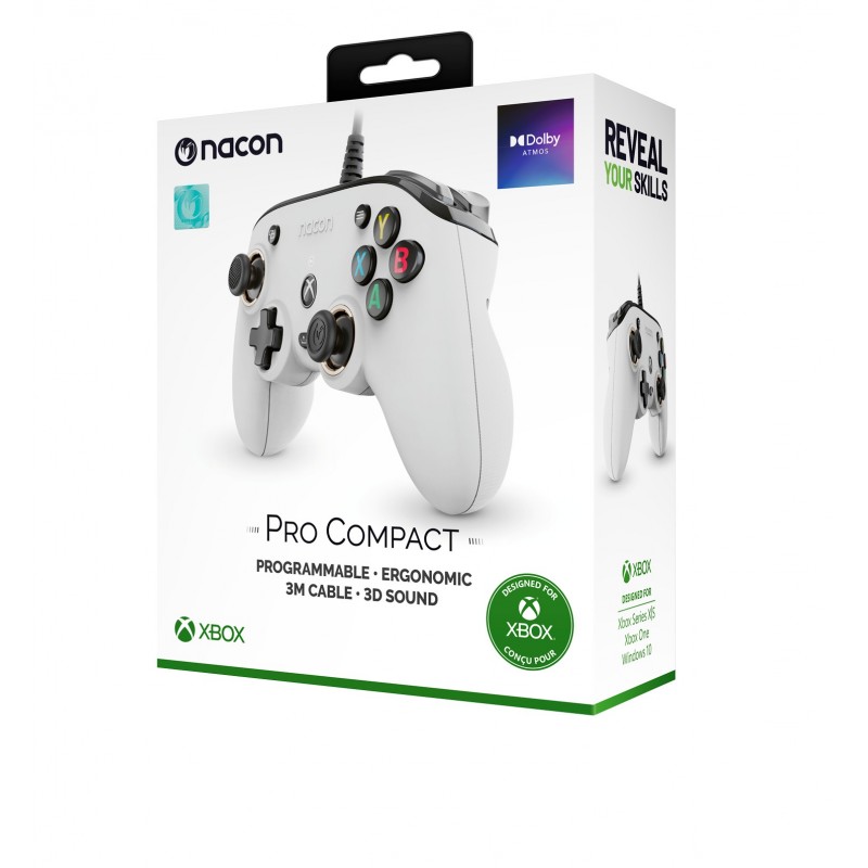 NACON Pro Compact Controller Bianco USB Gamepad Xbox One, Xbox Series S, Xbox Series X